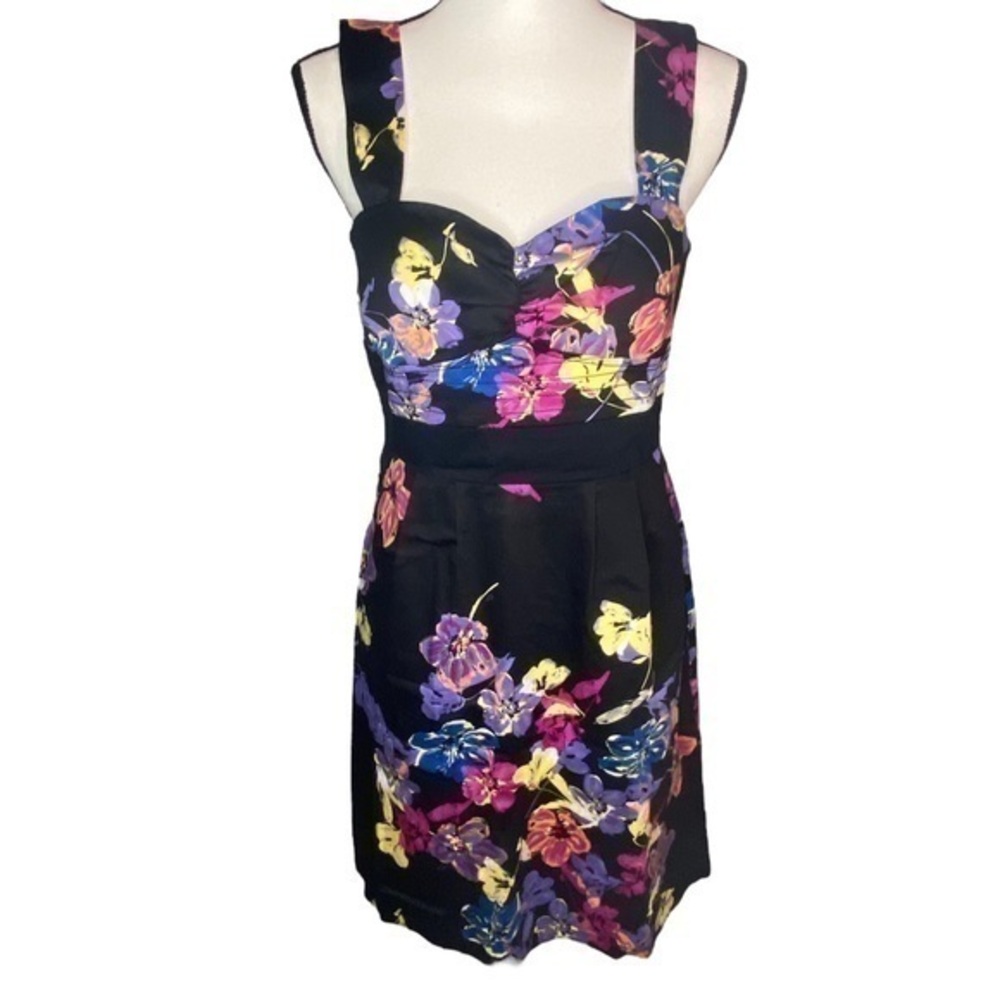 Candies Dress Black with Multi-Color Floral Print Side Zip Dress